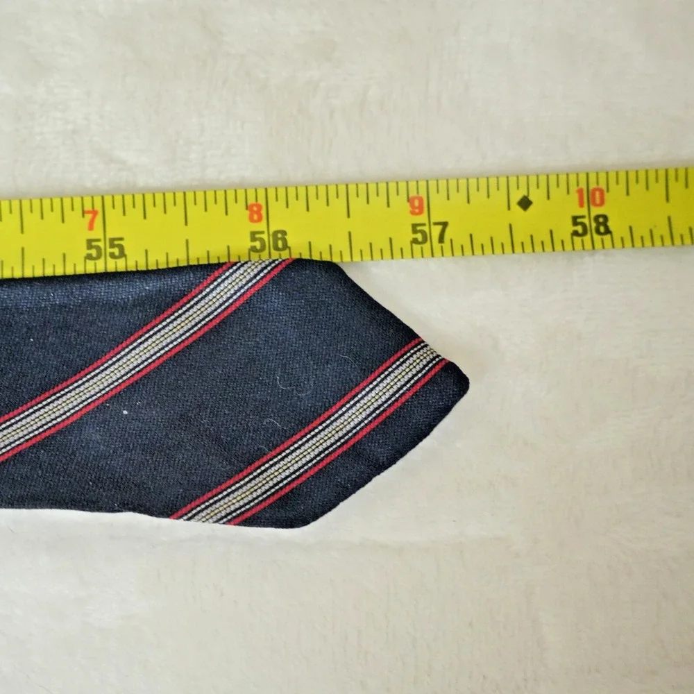 Christian Dior Men's Navy Blue Striped All Silk Neck Tie 57